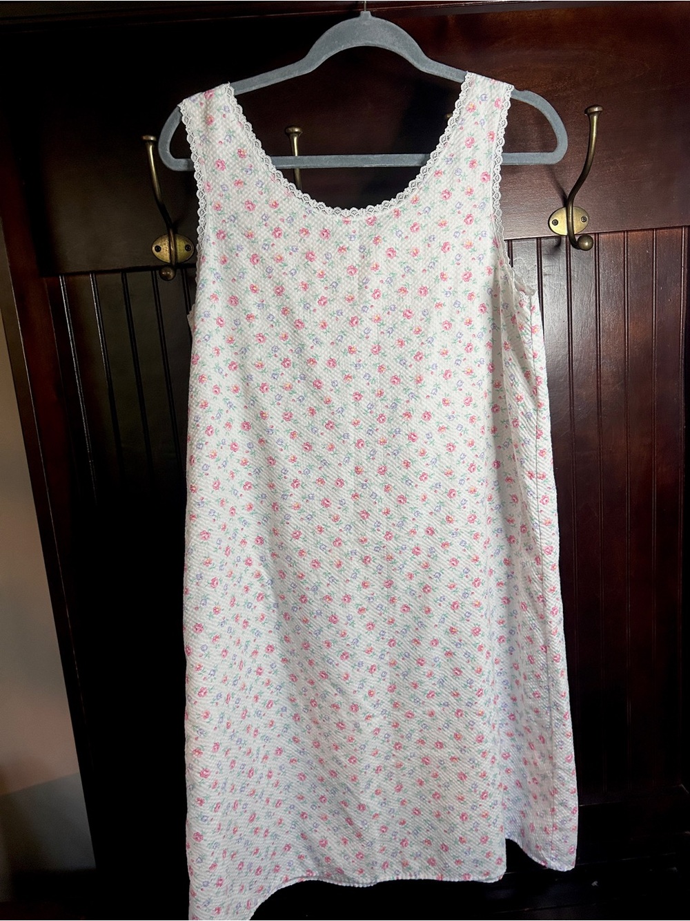 Vintage 90s Lorraine Floral Lace Ribbon Nightgown Cottagecore Dainty Prairie M - Picture 11 of 14